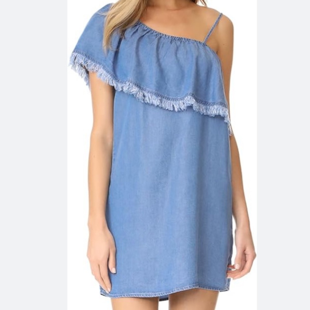 Splendid One Shoulder Dress Blue Indigo Chambray | Size Small
